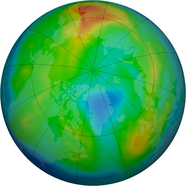 Arctic ozone map for 29 November 2010